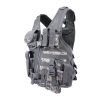Military tactical vest featuring digital camouflage pattern with multiple pockets and attachments.