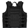 Black tactical vest featuring adjustable straps and multiple attachment points for gear.