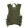 Green tactical vest featuring a mesh design and multiple attachment points for gear.