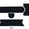 Various black fabric shapes including rectangles and an oval, suitable for crafting projects.